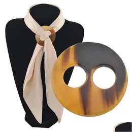 Pins Brooches Pins Brooches Runmeifa Wholesale Natural Horn Silk Scarf Buckle Fixed Round Ing Women/Ladies Fashion Buck High Qualit Dhxjz