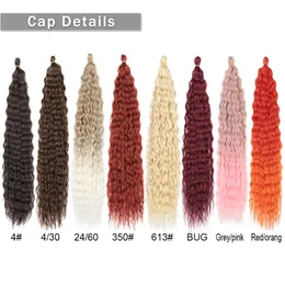 Syntetiska hårförlängningar kinky flätor virkning curl falska hårstrån för kvinna naturlig hög temperatur fiber hår
