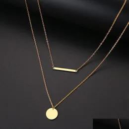 Hänghalsband choker halsband för kvinnor dubbel hänge runda och stick metall legering kreativa smycken guld sier mode smycken dh9wa