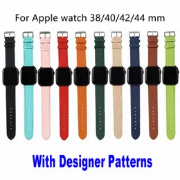 Fashion Luxury D Designer Smart Watch Straps 38 40 41 42 44 45 49mm för Smart Watches Series 2 3 4 5 6 7 Pu Leather Print Pattern D-Blomma Band Deluxe Watchbands SmartStap