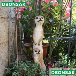 Garten-Sets im Freiengarten-Harz-Mongoose-Kunsthandwerk-Statuen-Dekoration-Haushof-Balkon-nette Katze-Tier-Scptures-Dekor-Park-Ornam-DHXY1