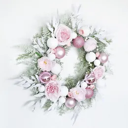 Décoratif Fleurs Couronnes Guirlande De Noël Rose Boule Thème De Mariage Décoration Maison Porte el Fenêtre Mur Guirlandes Ornement Cadeau 221118