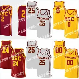 Koszykówka uczelni nosi USC #4 Evan Mobley #2 Tahj Eaddy #20 Ethan Anderson #23 Max Agbonkpolo #13 Drew Peterson #5 Isaiah White #1 Chevez Goodwin College Jerseys