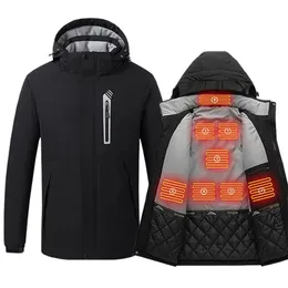 Mens Down Parkas wjjdfc 난방 재킷 남자 8 구역 겨울 전기 가열 의류 USB 충전 방수 바람막이 씨도 열 야외 스키 코트 221118