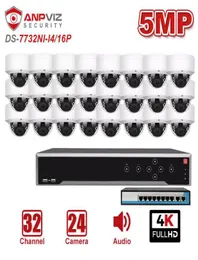 Hikvision 32CH 4K OEM NVR Kit Anpviz 24pcs 5MP POE IP Camera System IndoorOutdoor CCTV Security IP66 30m Wireless Kits