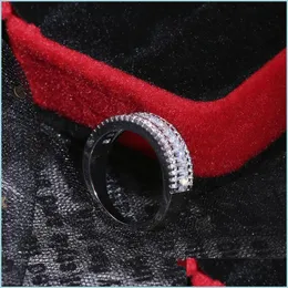 Anelli a grappolo Fl Square Diamond Ring Anelli di fidanzamento per le donne Gioielli di moda Matrimonio Drop Delivery Dh4Hi