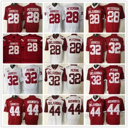 Maglie NCAA College Football 44 Brian Bosworth 28 Adrian Peterson 32 Maglia cucita Samaje Perine Rosso Bianco Nero