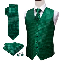 Mens Vests Green Suit Vest Men Paisley Waistcoat Plaid Silk Tie Handkerchief Cufflinks for Wedding Summer Tuxedo MJ2004 BarryWang 221118