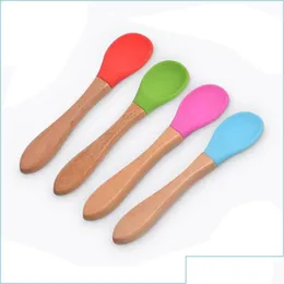 Colheres de colheres Crianças crianças Sile Handle Handle Coffee Scoops Baby Treinamento colher de cozinha em casa Droga Drop Drop 2022 Garden Dining DHA27