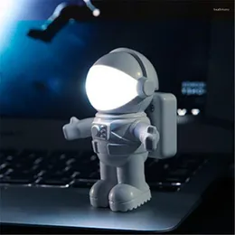 Nocne światła 2x dla laptopa komputerowego notebook odczytu dekoracja domowa elastyczna USB biała rurka astronauta przenośna światło LED DC 5V żarówka