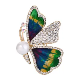 Szpilki broszki piny broszki bozie motyla dla kobiet zwierząt wisiorek szkliwa pin Crystal perłowa brosze femme biżuteria kpop fashi dhuhe