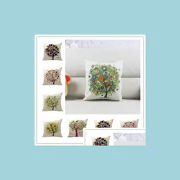 Pillow Case 20 Designs Tree Pillow Case 45X45Cm Printed Er Car Waist Sofa Cushion Home Decoration Nice Gifts Drop Delivery Garden Te Dhjib