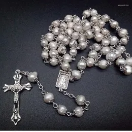 Chaînes colorées perle croix chapelet perles pendentif collier mode bijoux religieux catholiques