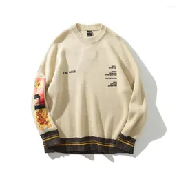 Мужская свитера мужская уличная одежда Harajuku Hoodie Vintage Retro Corean Print Print Print Sweater 2023 Осень огромный вал.