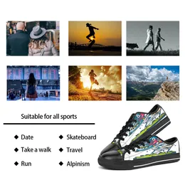 Männer Frauen DIY individuelle Schuhe Low Top Canvas Skateboard Sneakers Triple Black Individualisierung UV-Druck Sport Sneakers BR234