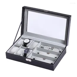 Watch Boxes Multi-grids PU Leather Storage Box Glasses Organizer Jewelry Bracelet Case Display Holder