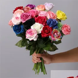 Dekoratif çiçek çelenkleri yapay gül çiçek partisi düğün dekorasyon çiçekleri ev ofis el dekoratif güller buket damlası de dhci3