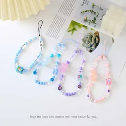 1PC Cell Phone Straps Charms Lovely Cartoon Bear Beaded Chain Exquisite Mobile Charm Wrist Strap Letter Telephone Jewelry Accessories