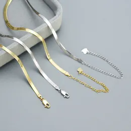 925 Серебряное колье стерлингового серебра для женщин Золотое 3 -миллиметровое ожерелье для воротничков змеи