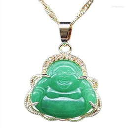 Pendant Necklaces EASTCODE Luck Happy Green JadeES Buddha CZ Laughing Statue Necklace