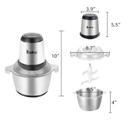 고기 분쇄기 전기 음식 헬기 2L 300W 스테인리스 스틸 주방 식품 가공기 야채 와일과 견과류 선박 미국