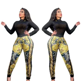 2024 Designer Brand Women Tracksuits Jogging Suit high neck 2 piece set print pullover pants Lady Outfit Long Sleeve Sweatsuit rhinestone Clothes 8992-3