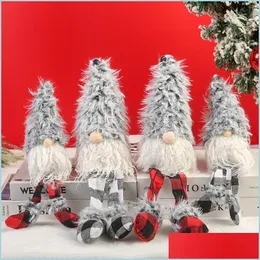 Dekoracje świąteczne Dekoracje świąteczne dostarcza pluszowa lalka biała brodaty Święty Mikołaj siedzący długie nogi karłowate zabawki elf lalki gif dhg4k