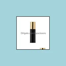 Garrafa de perfume 10 ml rolo em garrafa de vidro Fragrâncias pretas foscas Óleo essencial por garrafas com o logotipo personalizável de bola de metal DHWVQ