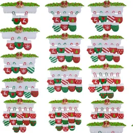 Juldekorationer Dekorativa Jaffaite Pendant Creative Personlig harts Strumpa Socks Family Christmas Tree Ornament Decorati DH4S1