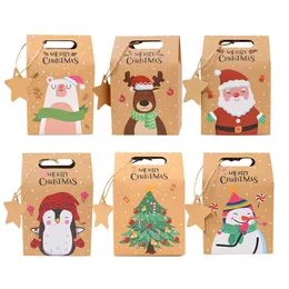 Present Wrap 1224pcs Christmas Kraft Paper Box Candy Boxes Santa Claus Packaging Bag Party Favor Xmas Year Navidad Decor Supplies 221117