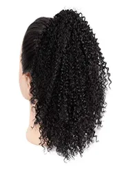 Humain Afro Kinky Curly Ponytail Extensions Curly Drawstring Puff Human Ponytail for Black Women for African Ameriのクリップヘアピース