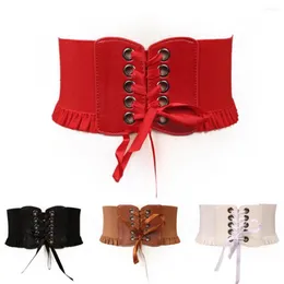 Cintos 2022 Banda de cintura larga Lace Up Strap Elastic Belt For Women's Dress Corset Cinch Stretch Cinche