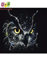 Dpf 5d diy elmas boyama baykuş kristal elmas boyama çapraz dikiş siyah baykuş hayvan iğnesi ev dekoratif
