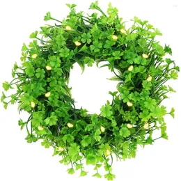 Dekorativa blommor St. Patrick's Day Shamrock Wreath Artificial Leaf Garland ytterd￶rren V￤lkommen Pendant Wall Window Party Festive