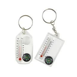 Outdoor Portable Compass Keychain Thermometer Compass Pendant Key Chain Keyring Camping Tool