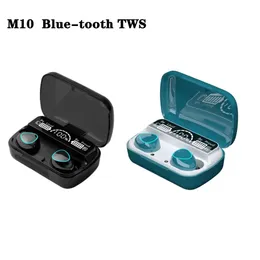 무선 이어폰 M10 Blue-Tooth TWS 스테레오 스포츠 러닝 이어 버드 소음 취소 LED 디스플레이 헤드폰 파워 뱅크 충전 케이스.