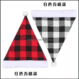 Christmas Decorations Christmas Gifts Adts Winter Hats Christmases Decorations Plaid Lady Man Keep Warm Hat Red White Squares 4 8Sh Dhjag