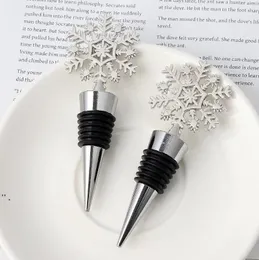 Winter Bruiloft Gunsten Zilver Afgewerkte Sneeuwvlok Wijn Stopper met Eenvoudig Pakket Kerst Decoratie Bar Gereedschap JNC461