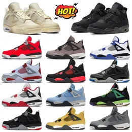 Hombres Mujeres zapatos al aire libre Jumpman 4S 4 Red Thunder Sail Pure Money Fire Red Midnight Marina Marina Blanca Cement Universidad Azul New Black Cat Trainers
