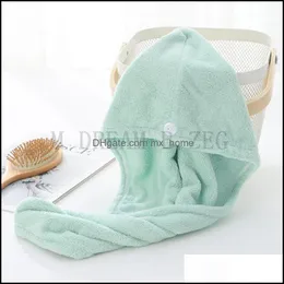 Towel 9 Colors Dry Hair Caps Microfiber Quick Shower Magic Super Absorbent Towel Drying Turban Wrap Hat Bathing Drop Delivery Home G Dhjrg