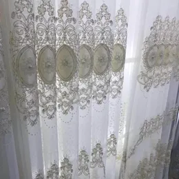 Cortina de luxo velet voile para sala de estar renda de renda de pérola bordada em tecido de onda de onda de onda