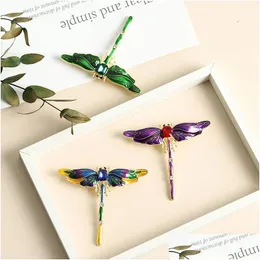 Pins Brooches Pins Brooches Vintage Drip Glaze Zircon Pearl Mticolored Rhinestone Dragonfly Abstract Brooch For Women Man Collar Ac Dhzto