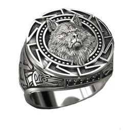 12pcs عتيقة أزياء Viking Warrior Wolf Head Rings للرجال المجوهرات الشرير الرجعية وولف الطوطم