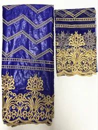 African Jorge Lace Fabric z 2 jardami African Gazą Koronką Nigerian Gold Silk George Lace Dress Lyg44