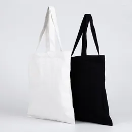 Present Wrap 10st Black Canvas Tote P￥sar Vitt ￥teranv￤ndbart fast paket f￶r livsmedelsbutik Shopping tjock DIY -tryck