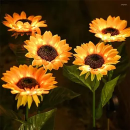 Solar Sunflowers Rasenlampen IP65 wasserdichte Outdoor -Blumen Lichter f￼r Garten Terrasse Hochzeitsdekoration