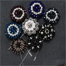 Szpilki broszki piny broszki mody mężczyzn broszka kwiat klapy pin 4cm garnitur boutonniere 8 kolorów broszki guziki koraliki ręcznie robione dhqys