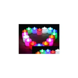 Ljus LED Bröllop Tealight Electronic Candle Light Party Event Flamelös Flimrande Batterisljus Plastheminredning Colorf Dro Dhamz