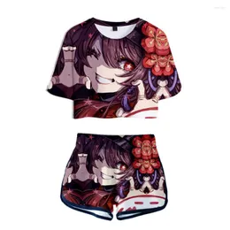 Camisetas femininas clássicas genshin Impacto 3D Impressão de manga curta shorts Sexy shorts adoráveis ​​camisetas orvalho obil