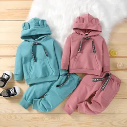 Kl￤der s￤tter v￥rens h￶stbarn Bomullsdr￤kt Baby Boys Girls Kl￤der barn sport hoodies byxor 2st.